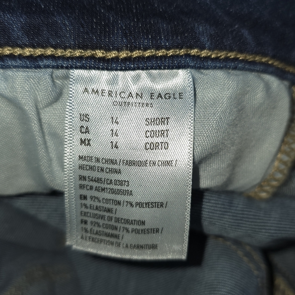 American Eagle Outfitters Dark Wash Ripped Jeggings Size 14 Short - Picture 5 of 5